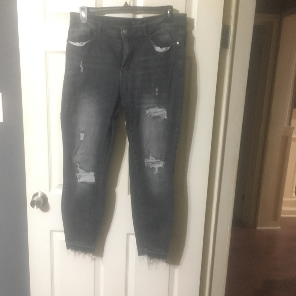 Judy Blue Women's Distressed Charcoal Skinny Jeans